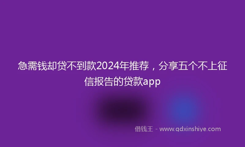 急需钱却贷不到款2024年推荐，分享五个不上征信报告的贷款app