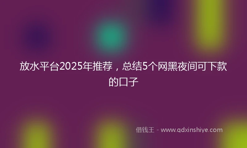 放水平台2025年推荐，总结5个网黑夜间可下款的口子