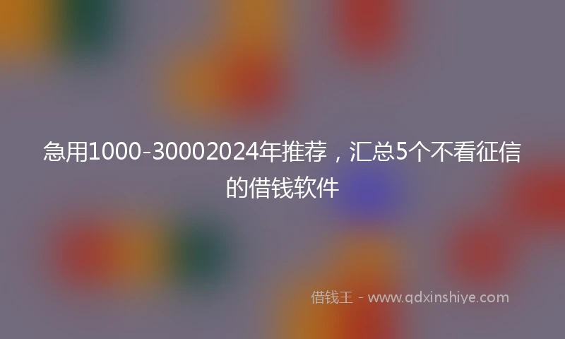 急用1000-30002024年推荐，汇总5个不看征信的借钱软件