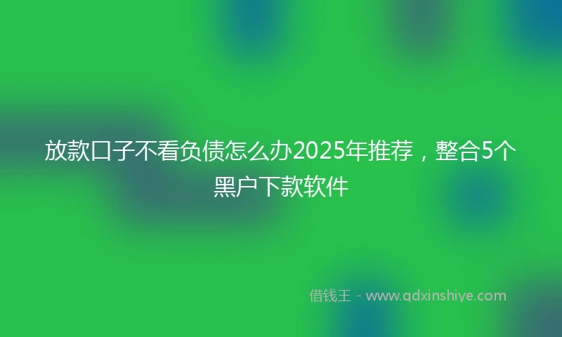 放款口子不看负债怎么办2025年推荐，整合5个黑户下款软件