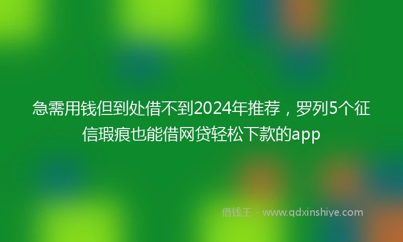 急需用钱但到处借不到2024年推荐，罗列5个征信瑕疵也能借网贷轻松下款的app