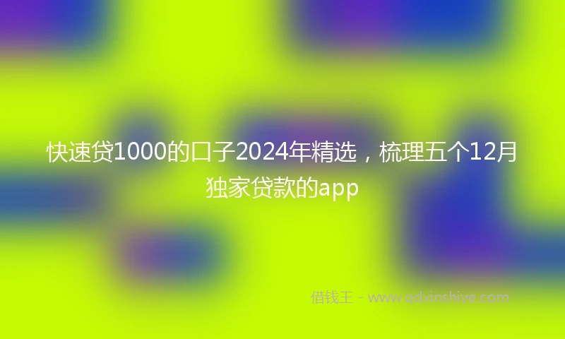 快速贷1000的口子2024年精选，梳理五个12月独家贷款的app