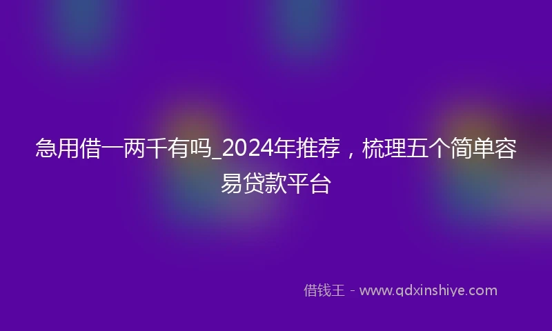急用借一两千有吗_2024年推荐，梳理五个简单容易贷款平台