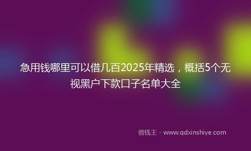 急用钱哪里可以借几百2025年精选，概括5个无视黑户下款口子名单大全