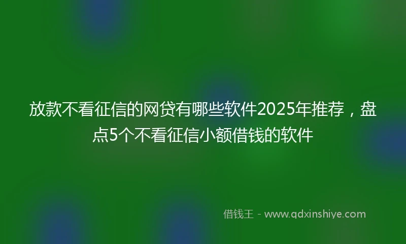 放款不看征信的网贷有哪些软件2025年推荐，盘点5个不看征信小额借钱的软件