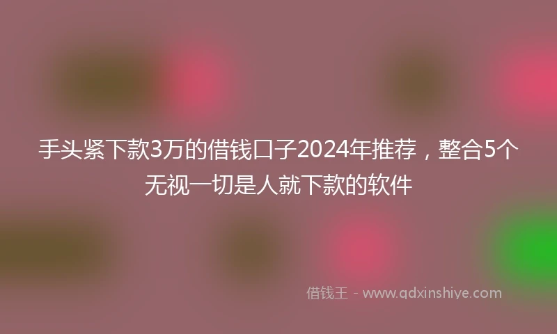 手头紧下款3万的借钱口子2024年推荐,整合5个无视一切是人就下款的软件