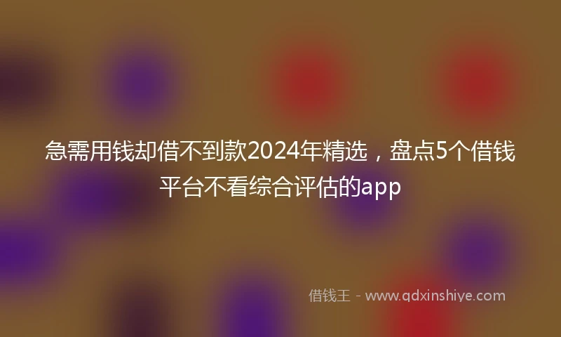 急需用钱却借不到款2024年精选，盘点5个借钱平台不看综合评估的app