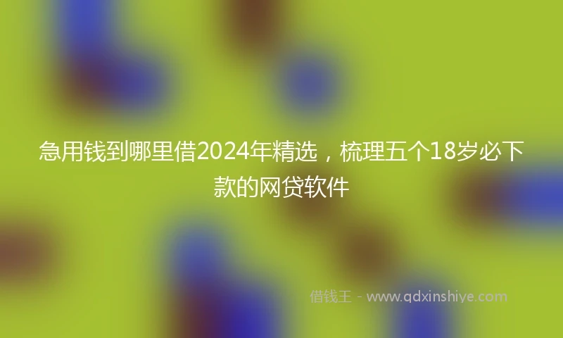 急用钱到哪里借2024年精选，梳理五个18岁必下款的网贷软件