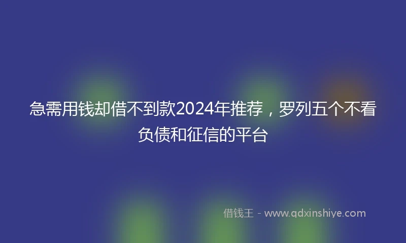 急需用钱却借不到款2024年推荐，罗列五个不看负债和征信的平台