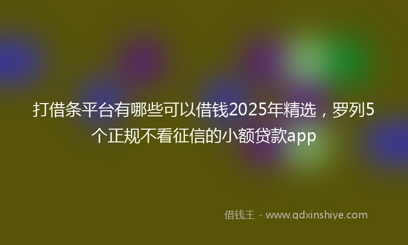 打借条平台有哪些可以借钱2025年精选，罗列5个正规不看征信的小额贷款app