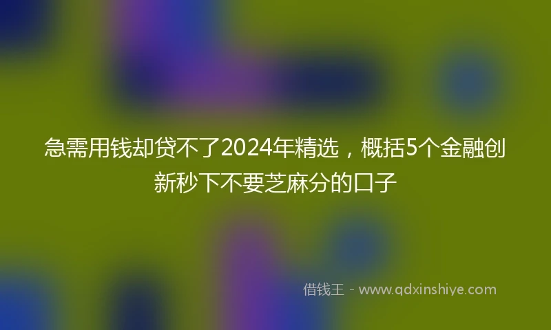 急需用钱却贷不了2024年精选，概括5个金融创新秒下不要芝麻分的口子