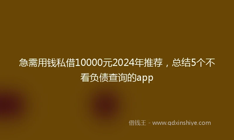 急需用钱私借10000元2024年推荐，总结5个不看负债查询的app