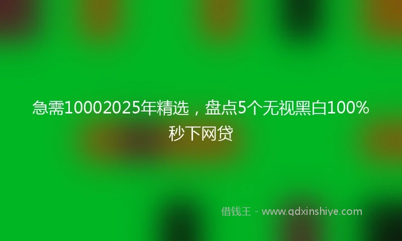 急需10002025年精选，盘点5个无视黑白100%秒下网贷