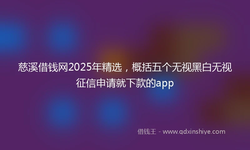 慈溪借钱网2025年精选，概括五个无视黑白无视征信申请就下款的app