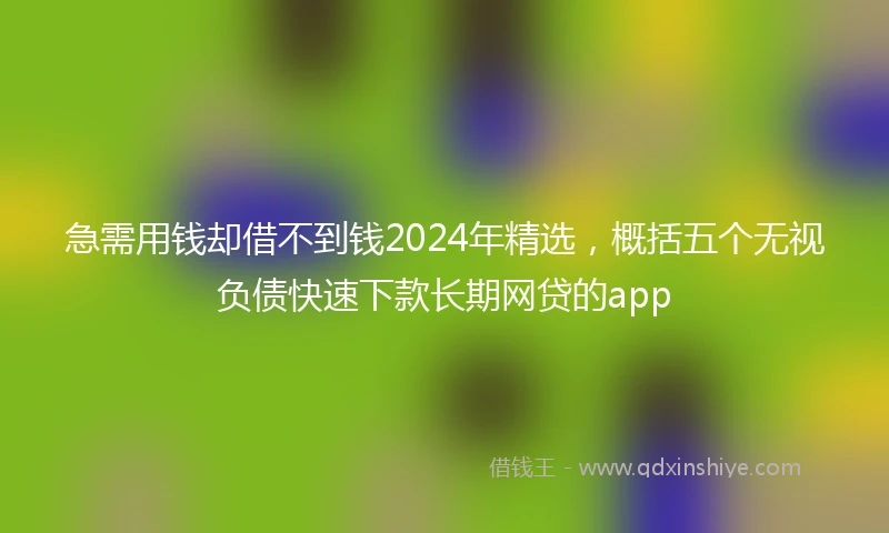 急需用钱却借不到钱2024年精选，概括五个无视负债快速下款长期网贷的app