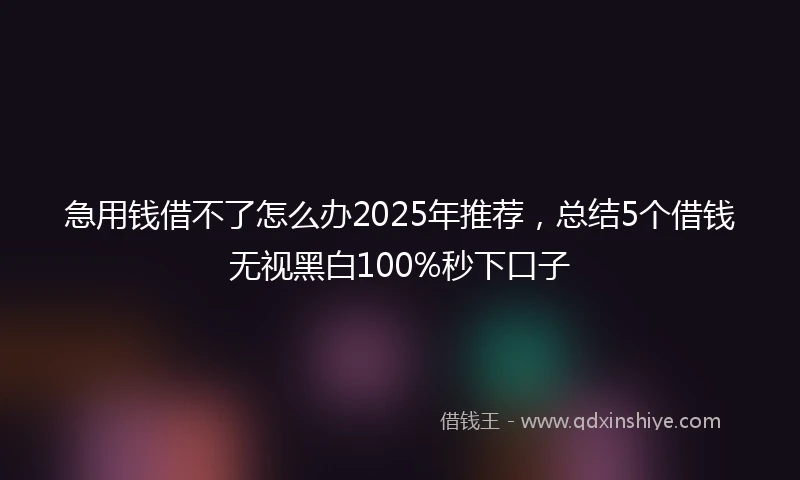 急用钱借不了怎么办2025年推荐，总结5个借钱无视黑白100%秒下口子