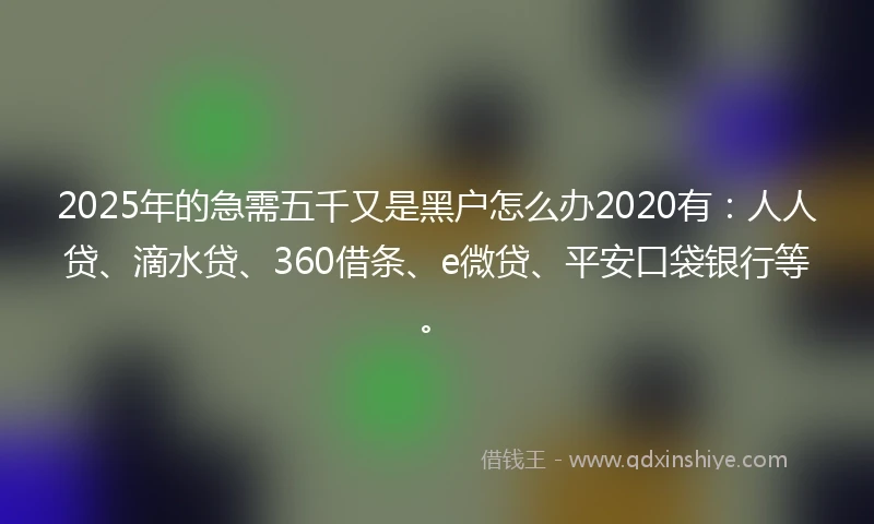 2025年的急需五千又是黑户怎么办2020有：人人贷、滴水贷、360借条、e微贷、平安口袋银行等。