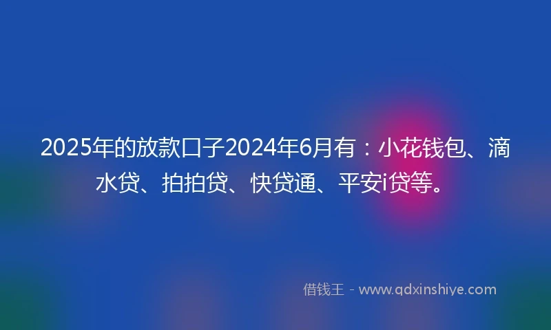 2025年的放款口子2024年6月有：小花钱包、滴水贷、拍拍贷、快贷通、平安i贷等。