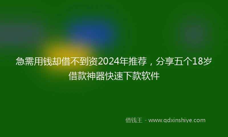 急需用钱却借不到资2024年推荐，分享五个18岁借款神器快速下款软件