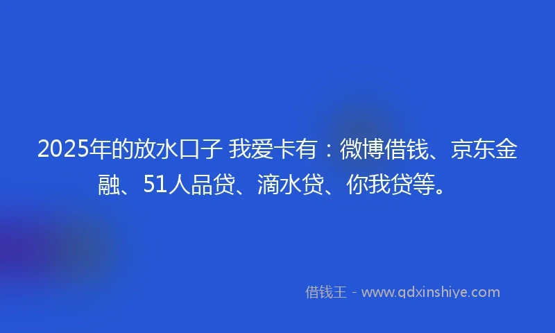 2025年的放水口子 我爱卡有：微博借钱、京东金融、51人品贷、滴水贷、你我贷等。