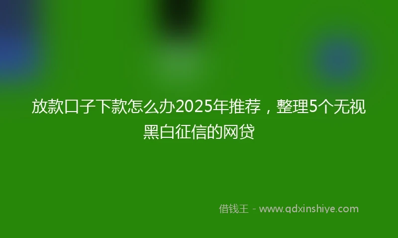 放款口子下款怎么办2025年推荐，整理5个无视黑白征信的网贷