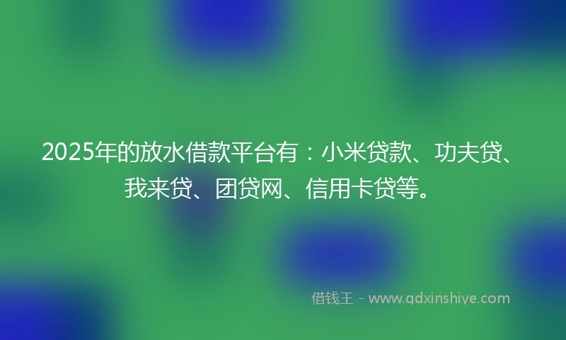 2025年的放水借款平台有：小米贷款、功夫贷、我来贷、团贷网、信用卡贷等。