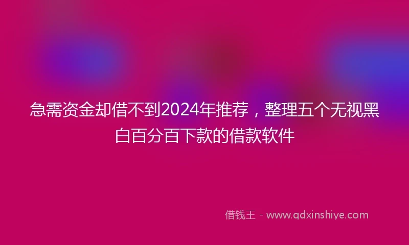 急需资金却借不到2024年推荐，整理五个无视黑白百分百下款的借款软件