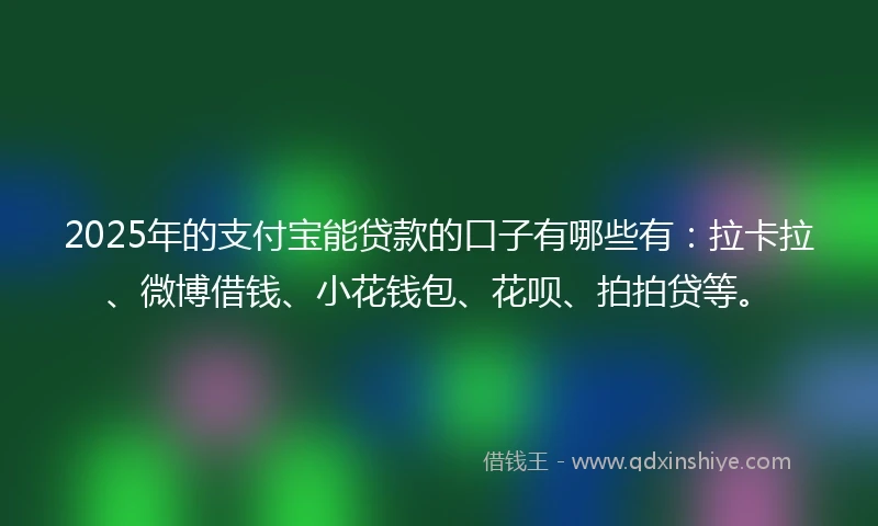 2025年的支付宝能贷款的口子有哪些有：拉卡拉、微博借钱、小花钱包、花呗、拍拍贷等。