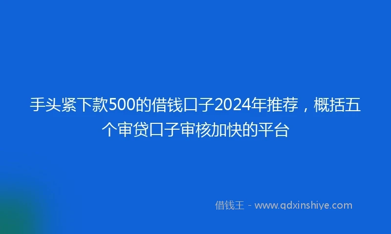 手头紧下款500的借钱口子2024年推荐，概括五个审贷口子审核加快的平台