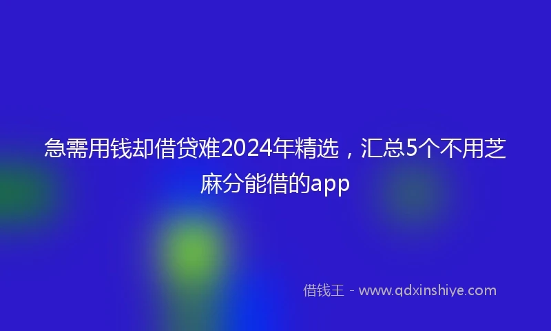 急需用钱却借贷难2024年精选，汇总5个不用芝麻分能借的app