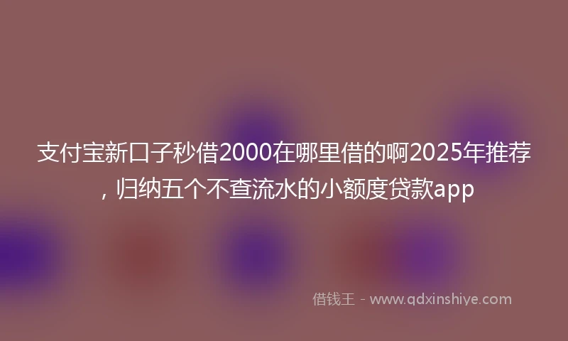 支付宝新口子秒借2000在哪里借的啊2025年推荐，归纳五个不查流水的小额度贷款app