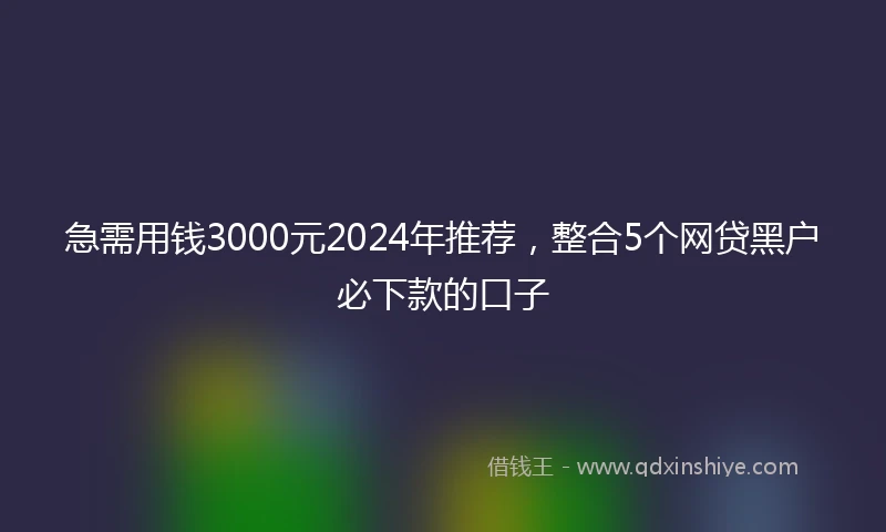 急需用钱3000元2024年推荐，整合5个网贷黑户必下款的口子