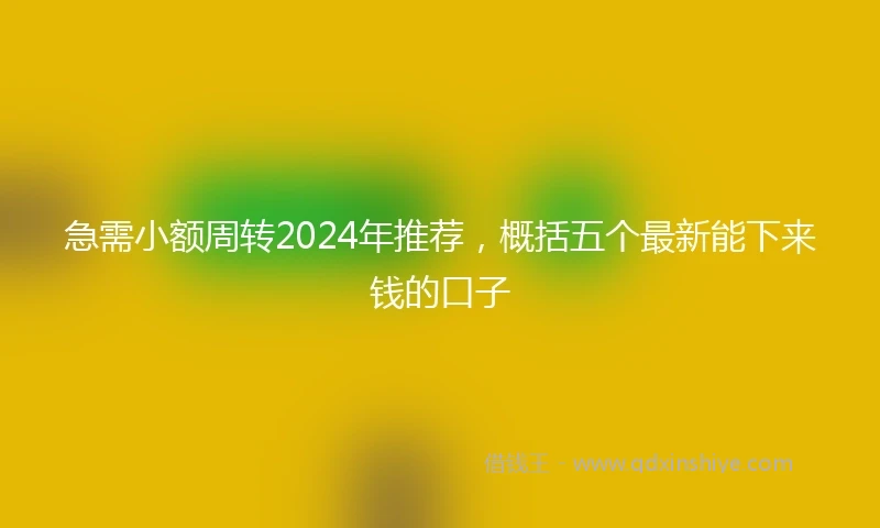 急需小额周转2024年推荐，概括五个最新能下来钱的口子