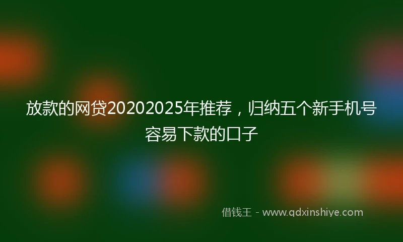 放款的网贷20202025年推荐，归纳五个新手机号容易下款的口子