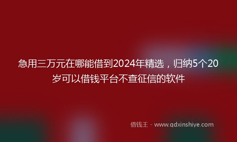 急用三万元在哪能借到2024年精选，归纳5个20岁可以借钱平台不查征信的软件