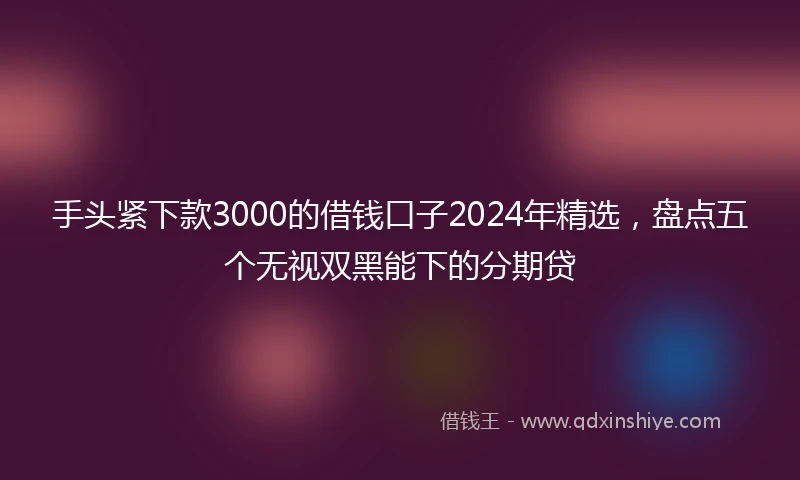 手头紧下款3000的借钱口子2024年精选,盘点五个无视双黑能下的分期贷