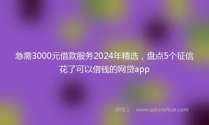 急需3000元借款服务2024年精选，盘点5个征信花了可以借钱的网贷app
