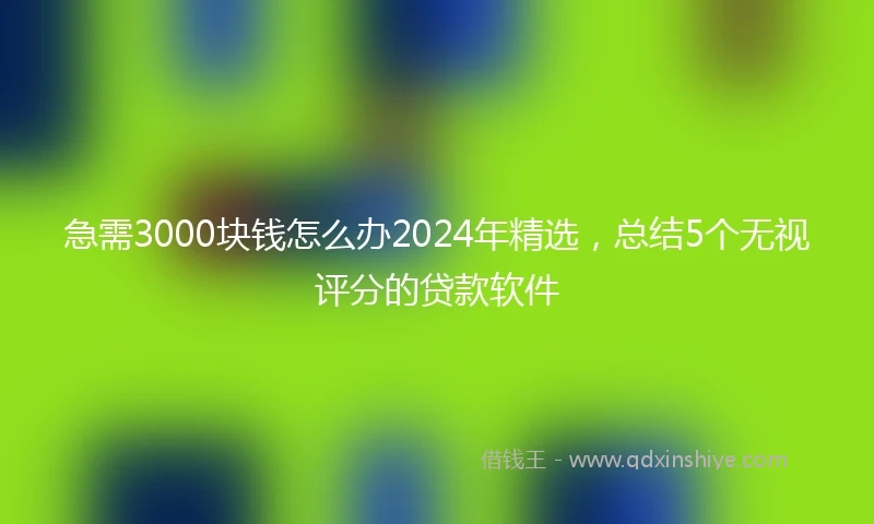 急需3000块钱怎么办2024年精选，总结5个无视评分的贷款软件
