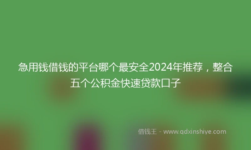 急用钱借钱的平台哪个最安全2024年推荐，整合五个公积金快速贷款口子