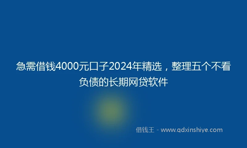 急需借钱4000元口子2024年精选，整理五个不看负债的长期网贷软件