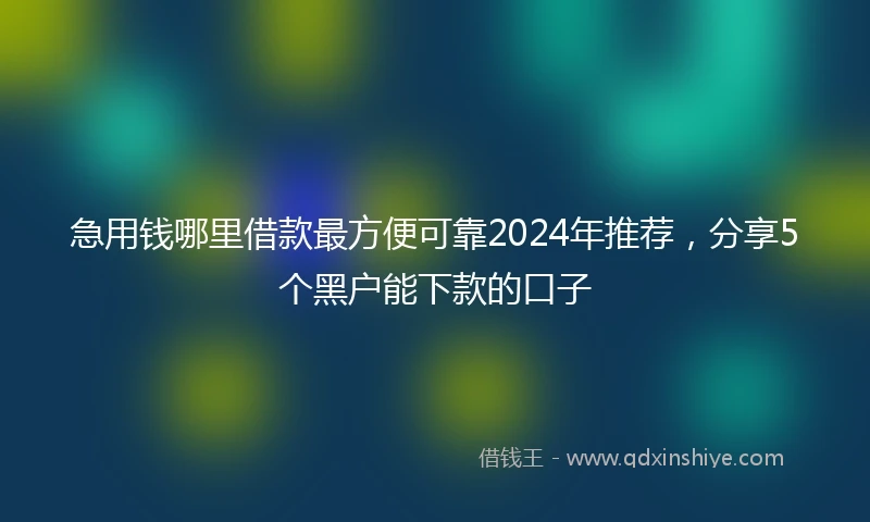 急用钱哪里借款最方便可靠2024年推荐，分享5个黑户能下款的口子