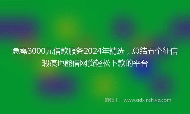 急需3000元借款服务2024年精选，总结五个征信瑕疵也能借网贷轻松下款的平台