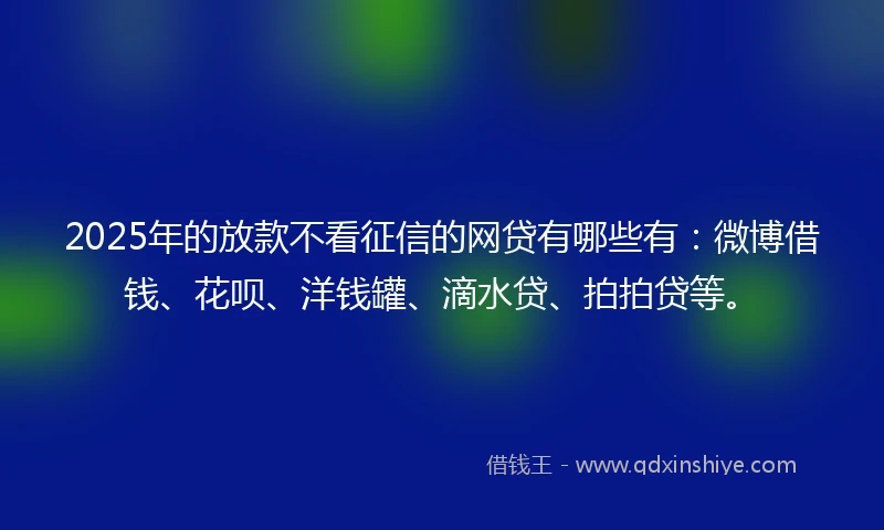 2025年的放款不看征信的网贷有哪些有：微博借钱、花呗、洋钱罐、滴水贷、拍拍贷等。