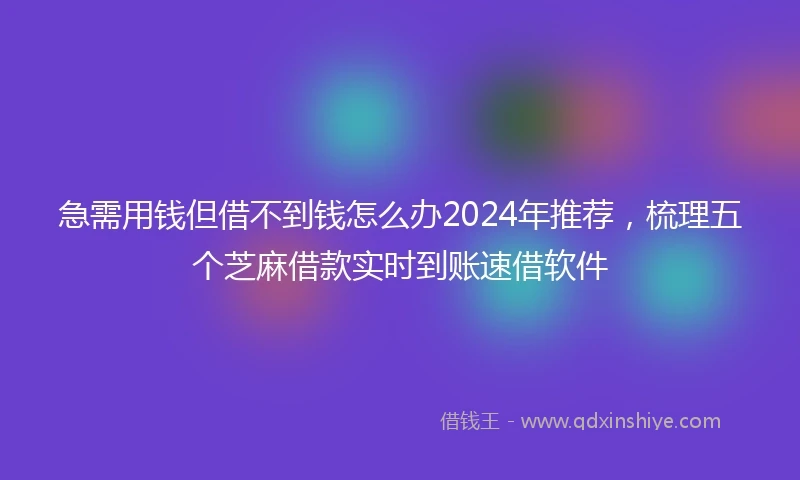 急需用钱但借不到钱怎么办2024年推荐，梳理五个芝麻借款实时到账速借软件