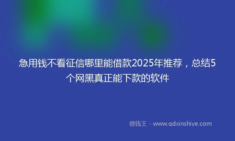 急用钱不看征信哪里能借款2025年推荐，总结5个网黑真正能下款的软件