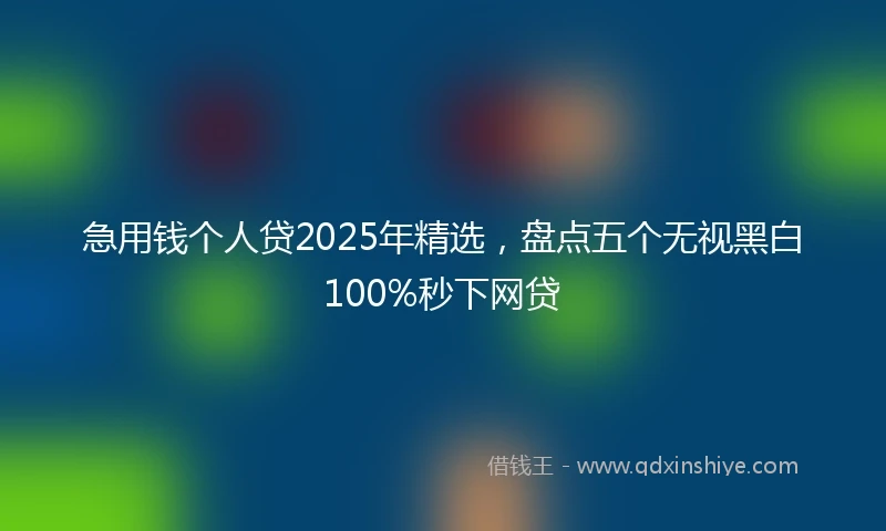 急用钱个人贷2025年精选，盘点五个无视黑白100%秒下网贷