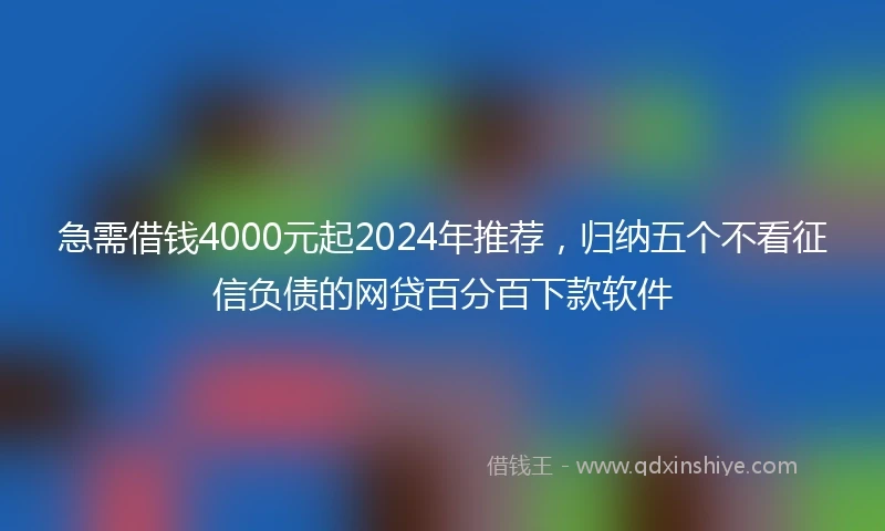 急需借钱4000元起2024年推荐，归纳五个不看征信负债的网贷百分百下款软件