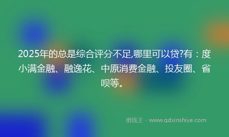 2025年的总是综合评分不足,哪里可以贷?有：度小满金融、融逸花、中原消费金融、投友圈、省呗等。