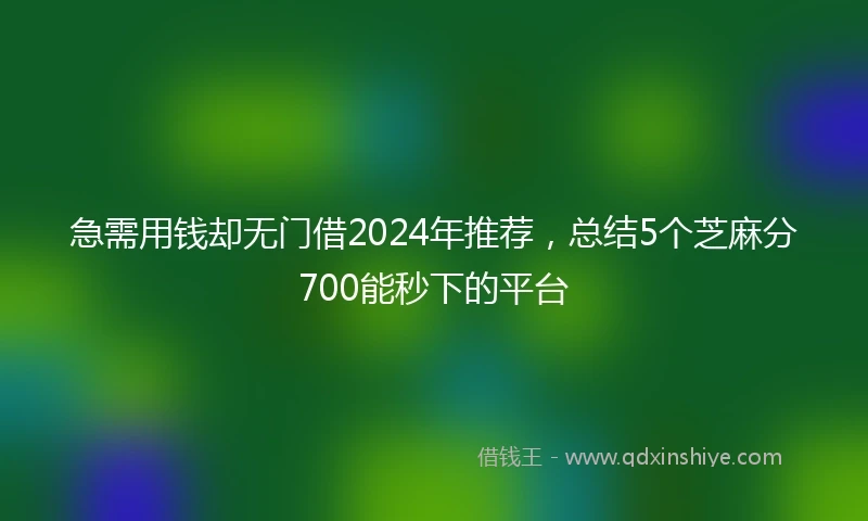 急需用钱却无门借2024年推荐，总结5个芝麻分700能秒下的平台