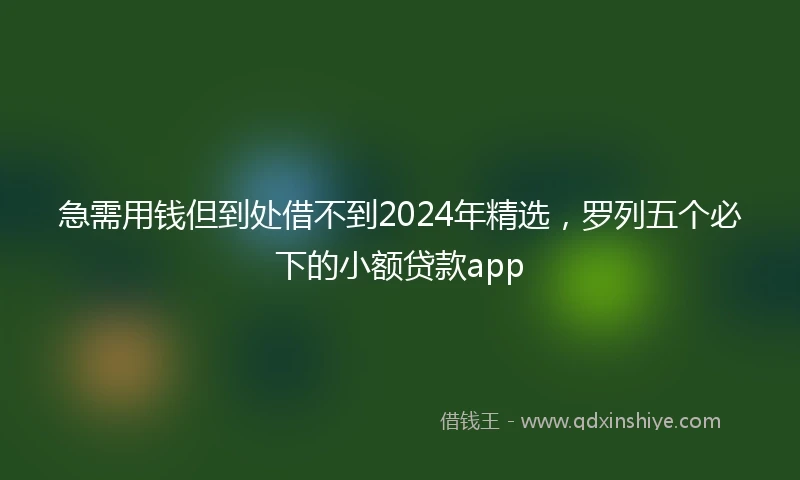 急需用钱但到处借不到2024年精选，罗列五个必下的小额贷款app